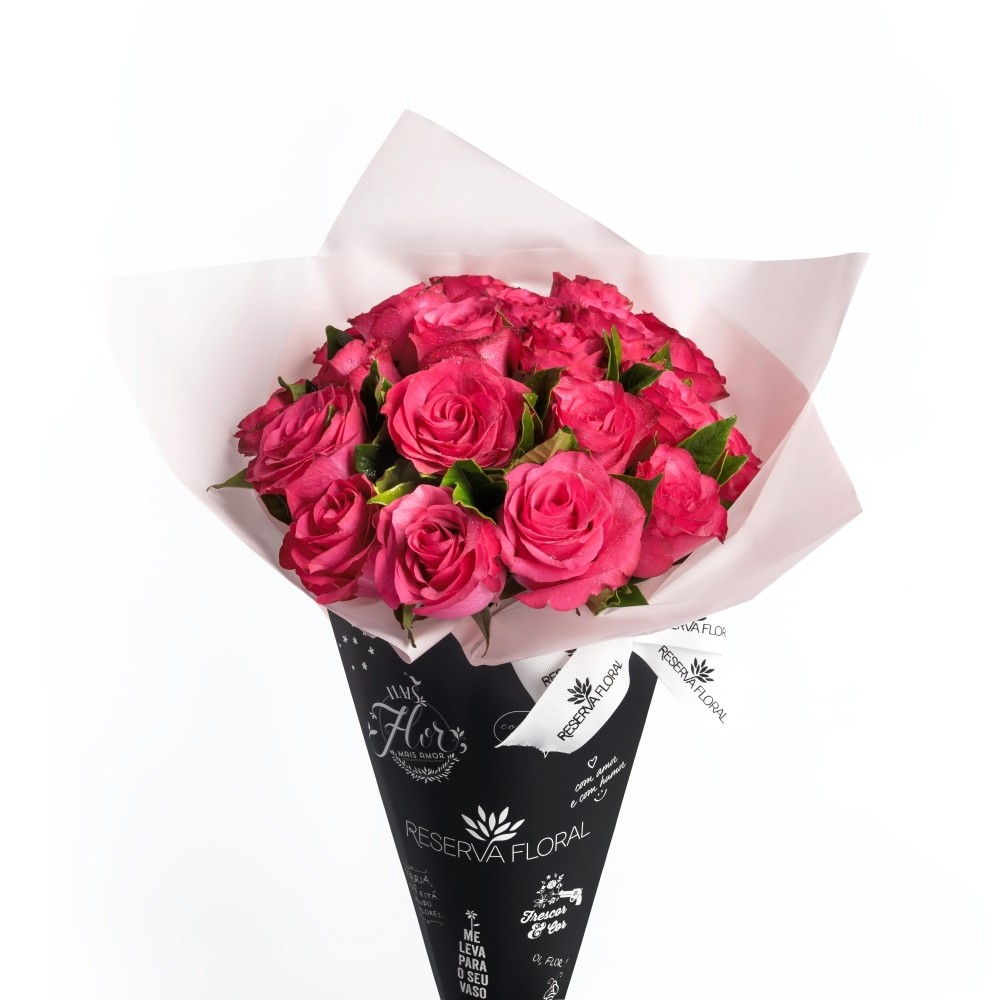 BUQUÊ DE ROSAS COR DE ROSA - 20 BOTÕES